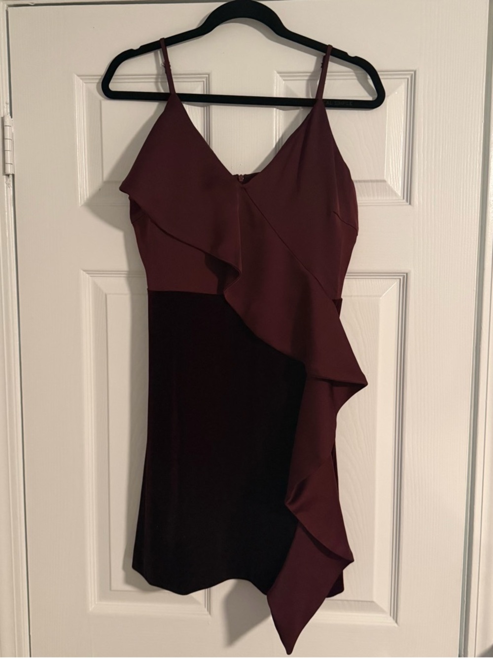 Lucy Paris Sleeveless‎ Burgundy Ruffle Slip Dress Velvet Size Large